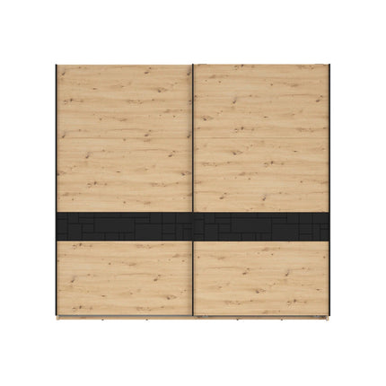 Dulap PONT, stejar artizanal/negru mat, PAL, 240x60.5x225.5 cm