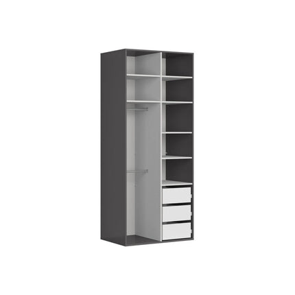 Dulap FLEX, gri grafit/stejar artisan, PAL, cu 2 usi, 100x66x240 cm