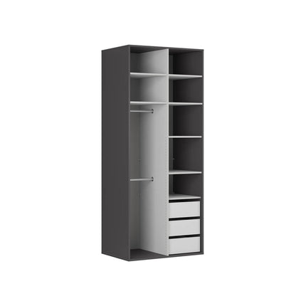 Dulap FLEX, gri grafit/stejar wotan, PAL, cu 2 usi, 100x66x240 cm