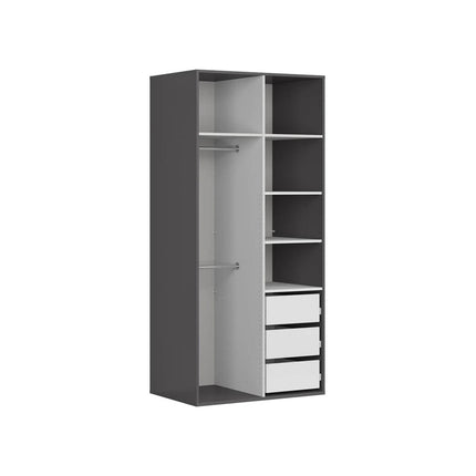 Dulap FLEX, gri grafit, PAL, cu 2 usi, 100x66x218 cm