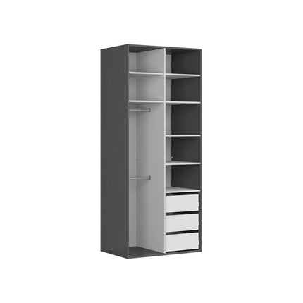 Dulap FLEX, gri grafit, PAL, cu 2 usi si oglinda, 100x66x218 cm