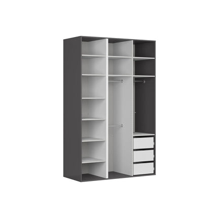 Dulap FLEX, gri grafit/stejar artisan, PAL, cu 3 usi, 150x66x240 cm
