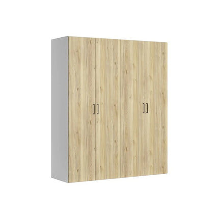 Dressing FLEX, alb/stejar, PAL, cu 4 usi, 200x66x240 cm