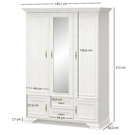 Set mobilier dormitor IRYS, pin alb anderson, PAL laminat, 5 piese