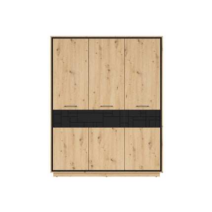 Dulap PONT, stejar artizanal/negru mat, PAL, 160x55x200.5 cm