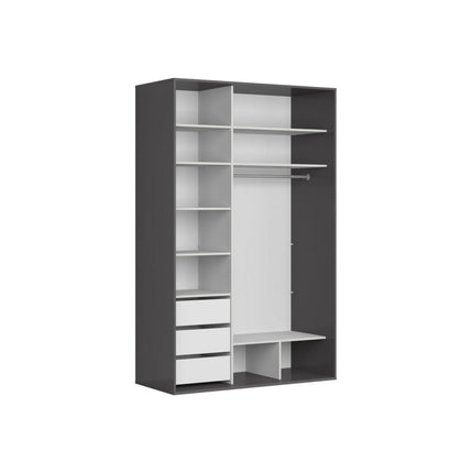 Dulap FLEX, gri grafit, PAL, cu 2 usi si oglinda, 150x66x240 cm