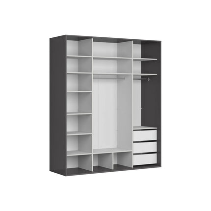 Dressing FLEX, gri grafit, PAL, cu 2 usi, 200x66x240 cm