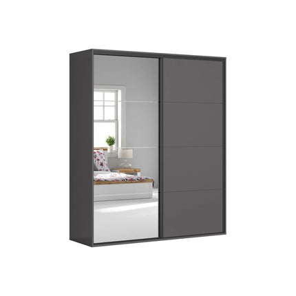 Dressing FLEX, gri grafit, PAL, cu 2 usi si oglinda, 200x66x240 cm