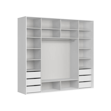 Dressing FLEX, alb, PAL, cu 2 usi si oglinda, 260x66x240 cm