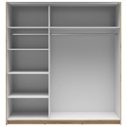 Dulap TETRIX, stejar wotan, PAL, cu 2 usi si oglinda, 183x60x196 cm