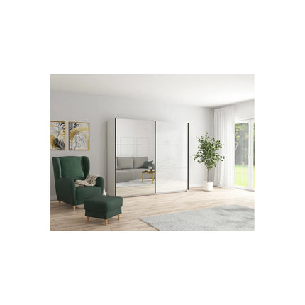 Dressing TETRIX, alb lucios, PAL, cu 2 usi si oglinda, 220x60x196 cm