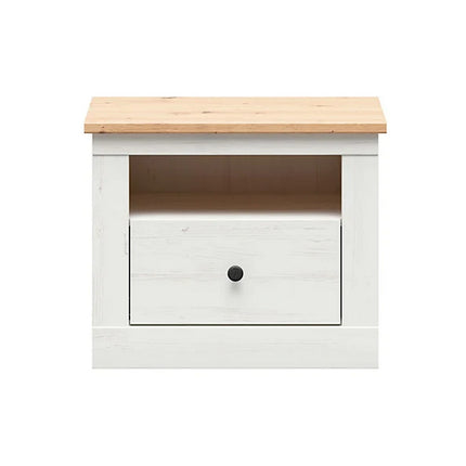 Noptiera FRIJA, alb pin andersen/stejar artizanal,  58X43.5X48 cm