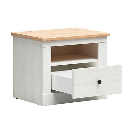 Noptiera FRIJA, alb pin andersen/stejar artizanal,  58X43.5X48 cm
