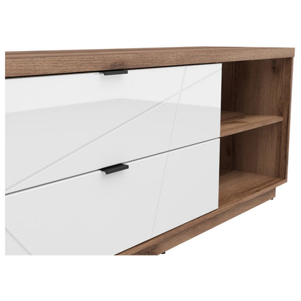 Comoda TV FORN, nuc/alb lucios, PAL, 156x42.5x61 cm