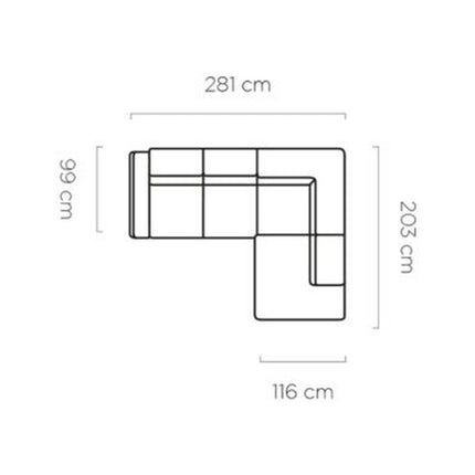 Coltar extensibil ATLANTA, sezlong stanga, gri- Salvador 14, stofa catifelata, 281x203x98 cm