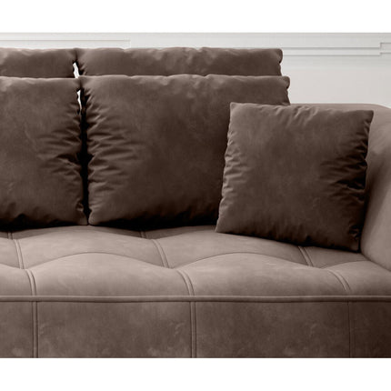 Canapea TIGA, stofa catifelata maro inchis - Whisper 6, cu reglaj electric, 302x136x88/72 cm