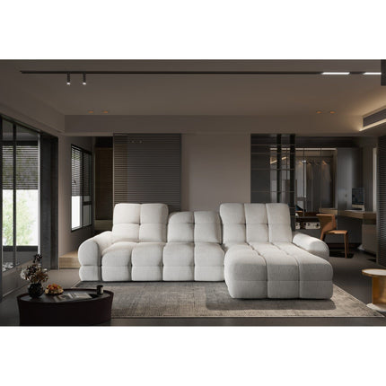 Coltar extensibil TOLLO MINI, sezlong dreapta, stofa catifelata verde inchis - Element 12, cu lada depozitare si reglaj electric, 283x171x105 cm