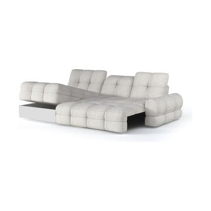 Coltar extensibil TOLLO MINI, sezlong dreapta, stofa catifelata verde inchis - Element 12, cu lada depozitare si reglaj electric, 283x171x105 cm