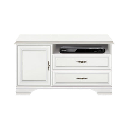 Comoda TV cu doua sertare si o usa IDENTO B, alba, PAL, 124.5x44x64 cm