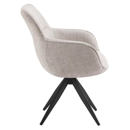 Scaun rotativ TURIN, bej/negru, stofa clasica/metal, 65x62x86 cm