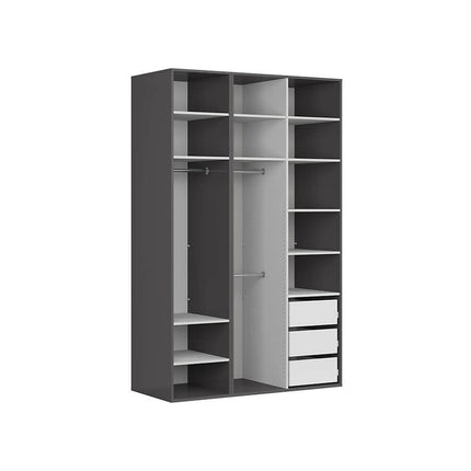 Dulap FLEX, gri grafit, PAL, cu 3 usi si oglinda, 150x66x240 cm