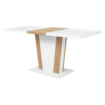 Masa extensibila ZALDER, alb/stejar artisan, PAL, 120/160x68x76 cm