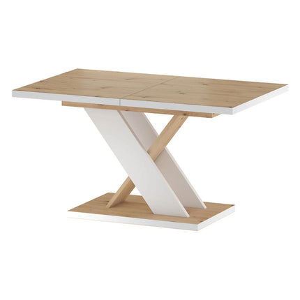 Masa extensibila ERYK, stejar wotan/alb, PAL laminat, 138/178x85x76 cm