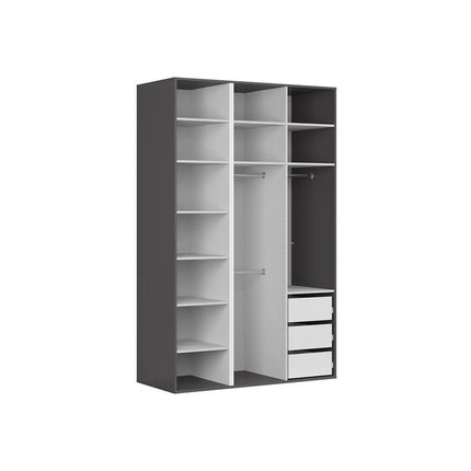 Dulap FLEX, gri grafit, PAL, cu 3 usi, 150x66x240 cm