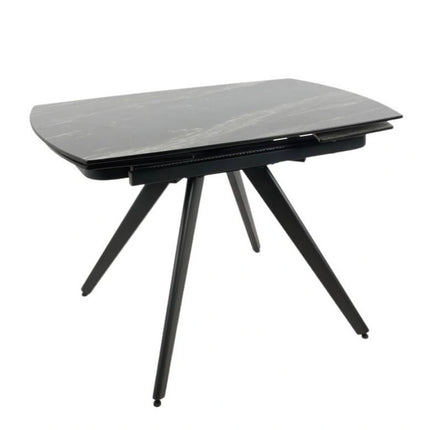 Masa extensibila VIGO, negru cu efect de marmura, ceramica/metal, 120/180x80x77 cm