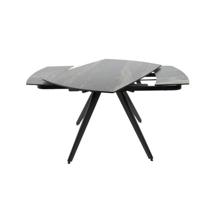 Masa extensibila VIGO, negru cu efect de marmura, ceramica/metal, 120/180x80x77 cm
