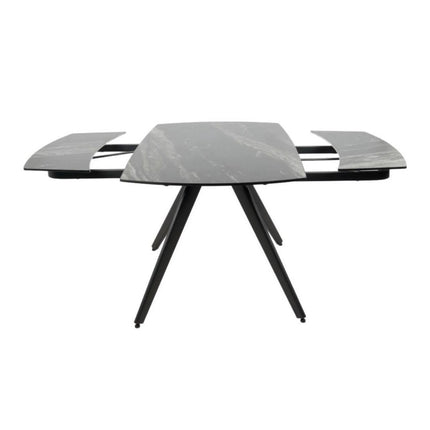 Masa extensibila VIGO, negru cu efect de marmura, ceramica/metal, 120/180x80x77 cm