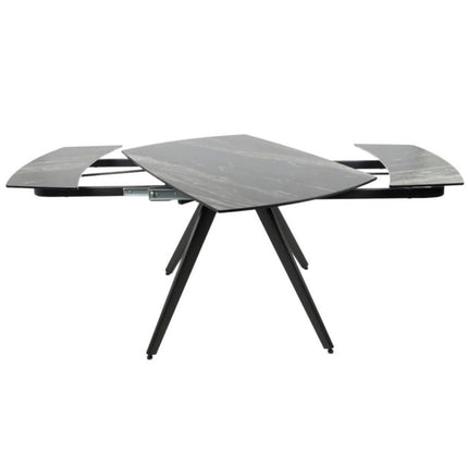 Masa extensibila VIGO, negru cu efect de marmura, ceramica/metal, 120/180x80x77 cm