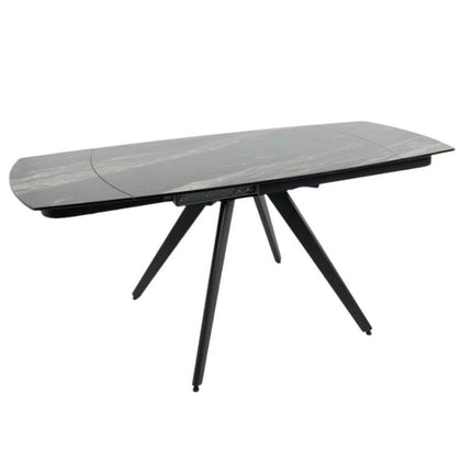 Masa extensibila VIGO, negru cu efect de marmura, ceramica/metal, 120/180x80x77 cm