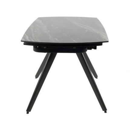 Masa extensibila VIGO, negru cu efect de marmura, ceramica/metal, 120/180x80x77 cm