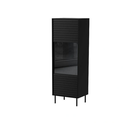 Vitrina CORTINA, negru, PAL laminat/sticla, 53x40x182 cm
