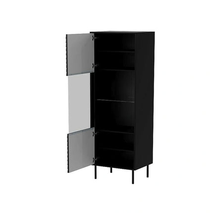 Vitrina CORTINA, negru, PAL laminat/sticla, 53x40x182 cm