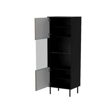 Vitrina CORTINA, nuc/negru, PAL laminat/sticla, 53x40x182 cm