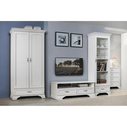 Vitrina IDENTO, alb, PAL/sticla, 70x44x198 cm