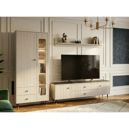 Vitrina pentru living SIERRA SR2, casmir, PAL laminat, 81x39x192 cm