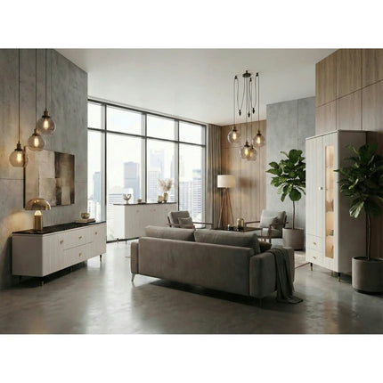 Vitrina pentru living SIERRA SR2, casmir, PAL laminat, 81x39x192 cm