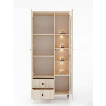 Vitrina pentru living SIERRA SR2, casmir, PAL laminat, 81x39x192 cm