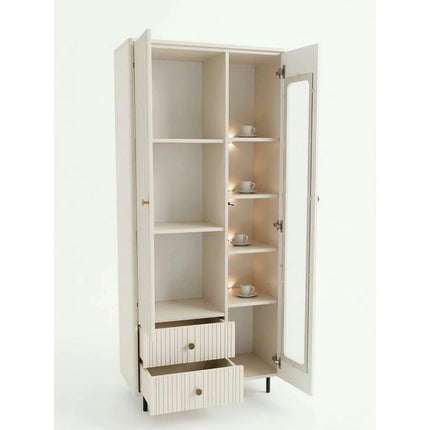 Vitrina pentru living SIERRA SR2, casmir, PAL laminat, 81x39x192 cm