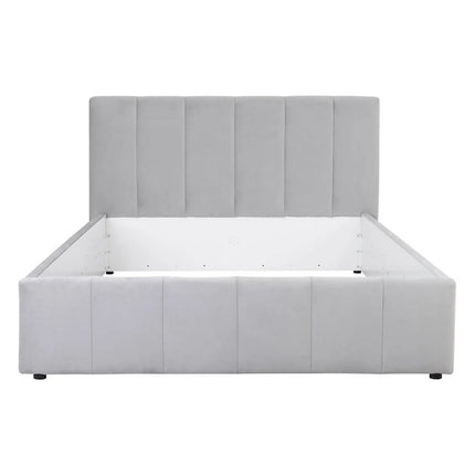 Cadru pat LONES 160x200, stofa catifelata gri deschis - Bluvel 03