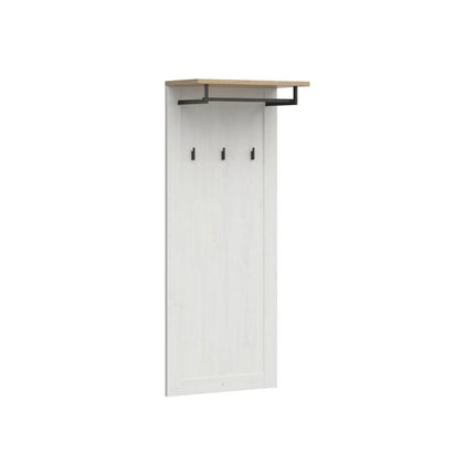 Cuier hol LOKSA, alb/stejar, PAL laminat, 59x30x143 cm