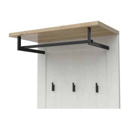 Cuier hol LOKSA, alb/stejar, PAL laminat, 59x30x143 cm