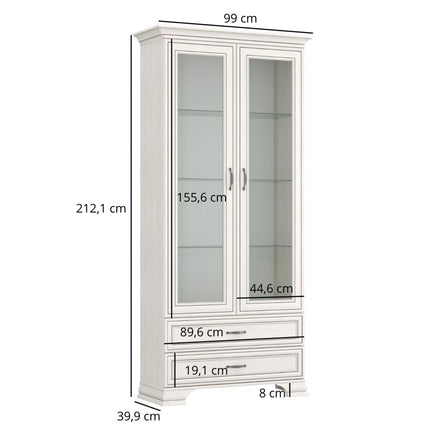 Vitrina TIFFANY II, crem, PAL laminat, 99x40x212 cm