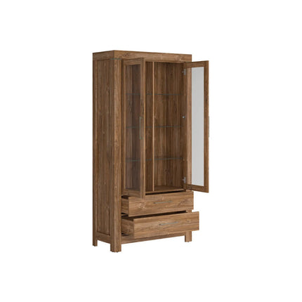 Vitrina GENT, stejar stirling, PAL laminat, cu iluminare LED, 98x42x201 cm