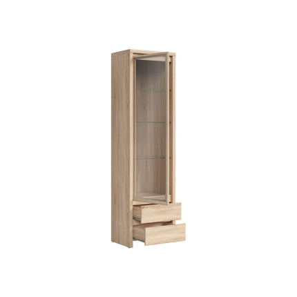 Vitrina KASPIAN, stejar sonoma, PAL/sticla, 56x41x201 cm