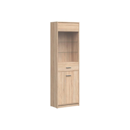 Vitrina NEPO PLUS, stejar sonoma, PAL laminat/sticla, 60x34x197 cm