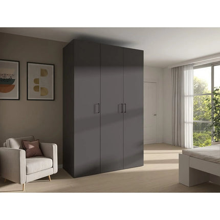 Dulap FLEX, gri grafit, PAL, cu 3 usi, 150x66x240 cm